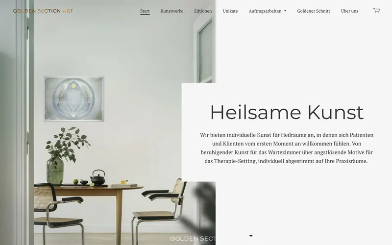 Golden Section Art: E-commerce, desktop view