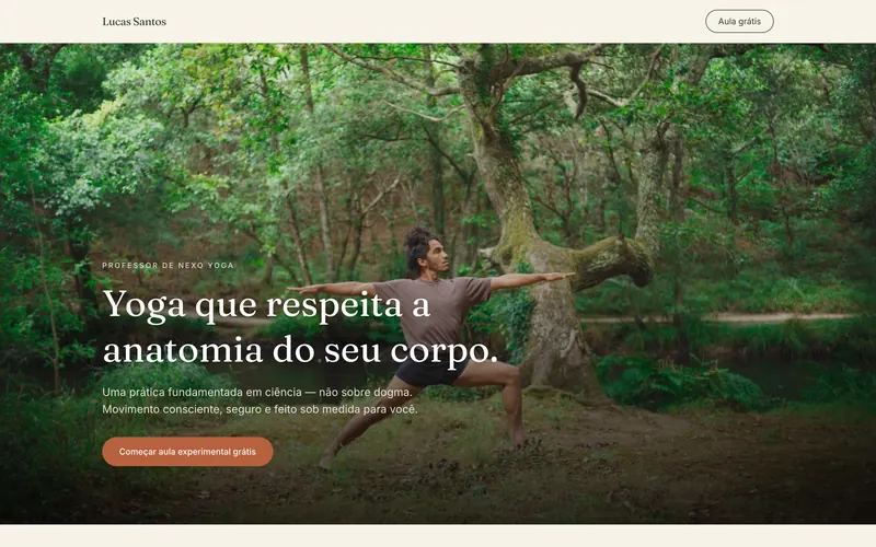 Lucas Santos Yoga: Website, desktop view