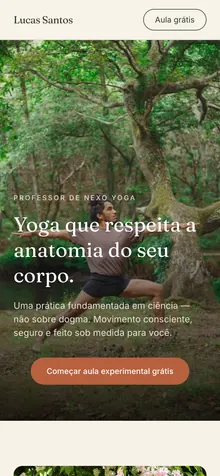 Lucas Santos Yoga: Website, mobile view
