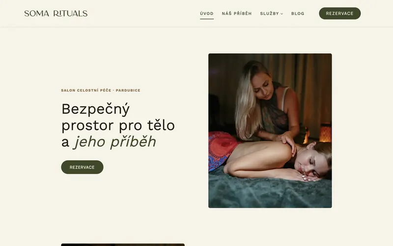 Soma Rituals: Booking website, desktop view